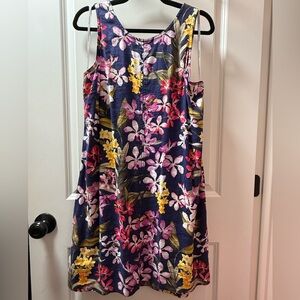 Tommy Bahama Navy Floral Tank Dress with Pink & Yellow Blooms